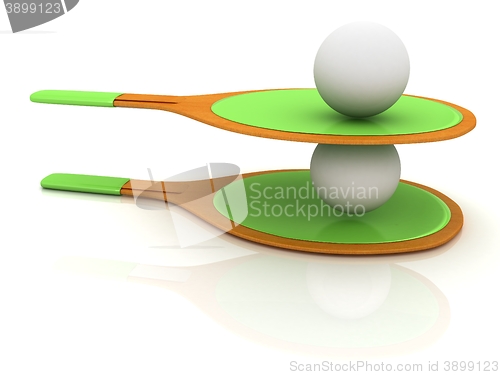 Image of Rackets for playing table tennis. 3D rendering