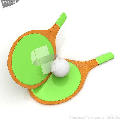 Image of Rackets for playing table tennis. 3D rendering