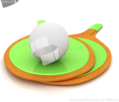 Image of Rackets for playing table tennis. 3D rendering