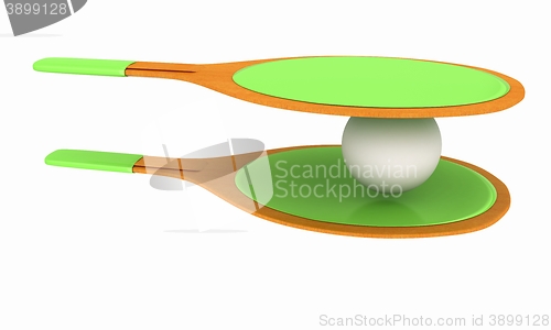 Image of Rackets for playing table tennis. 3D rendering