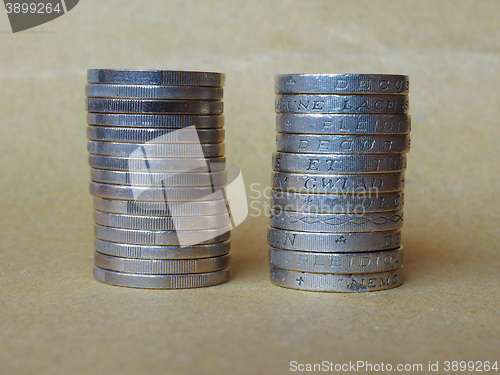 Image of Euro and Pound coins pile