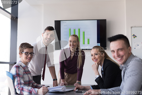 Image of startup business team on meeting at modern office