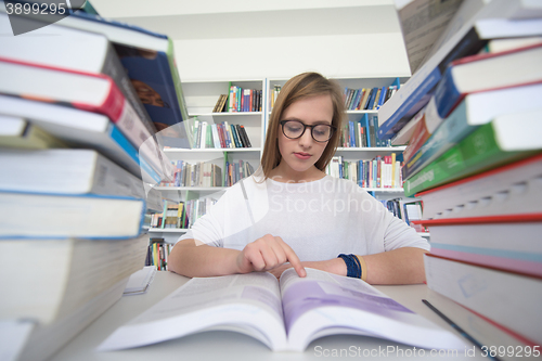 Image of student study in library