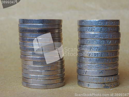 Image of Euro and Pound coins pile