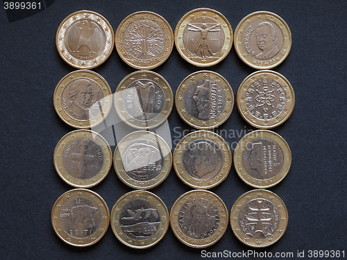 Image of Euro coins of many countries