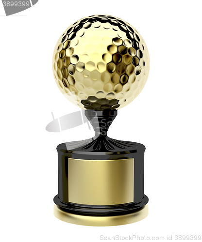 Image of Gold trophy with golf ball