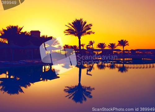 Image of pool sunset