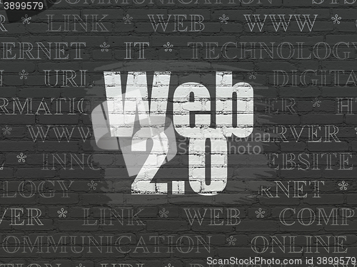 Image of Web development concept: Web 2.0 on wall background