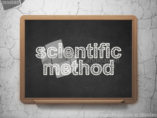 Image of Science concept: Scientific Method on chalkboard background