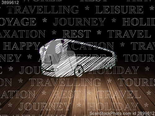 Image of Travel concept: Bus in grunge dark room