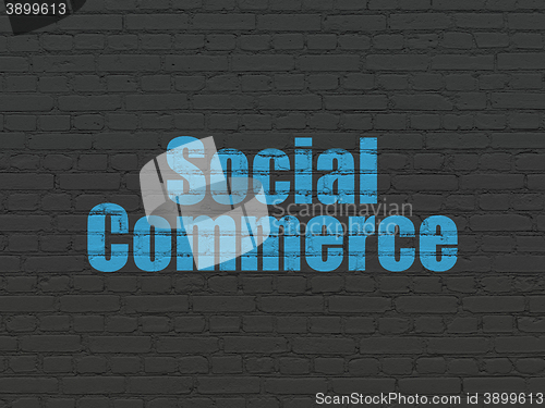 Image of Marketing concept: Social Commerce on wall background