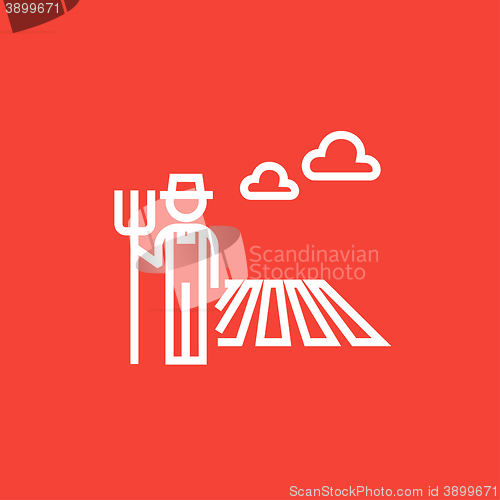 Image of Farmer with pitchfork line icon.