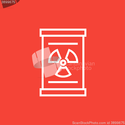 Image of Barrel with ionizing radiation sign line icon.