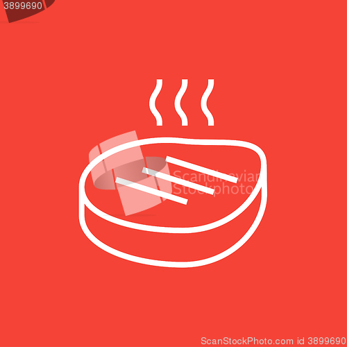 Image of Grilled steak line icon.