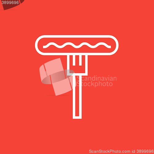 Image of Sausage on fork line icon.