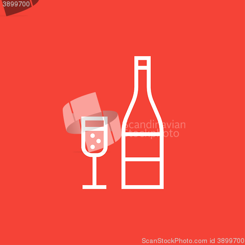 Image of Bottle of champaign and glass line icon.