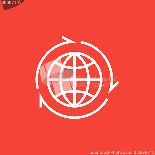 Image of Globe with arrows line icon.