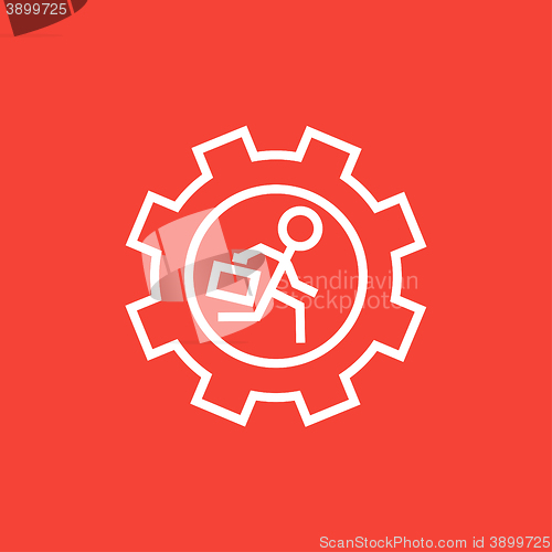 Image of Man running inside the gear line icon.