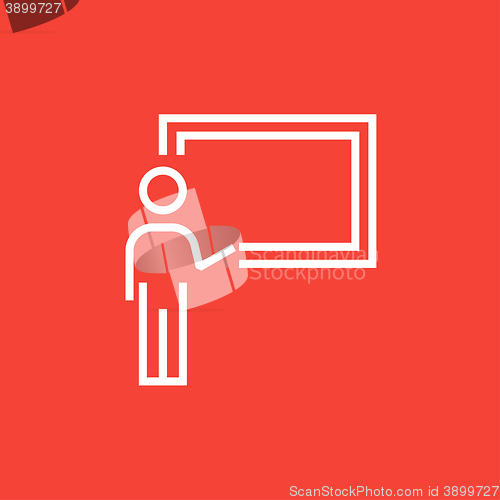 Image of Professor pointing at blackboard line icon.