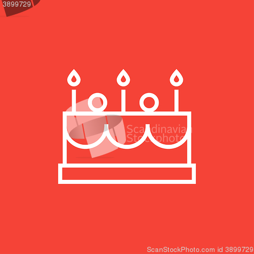 Image of Birthday cake with candles line icon.
