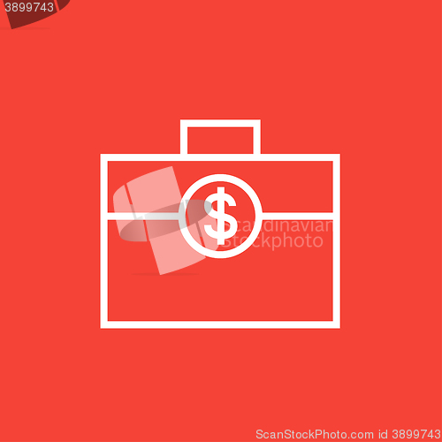 Image of Suitcase with dollar symbol line icon.