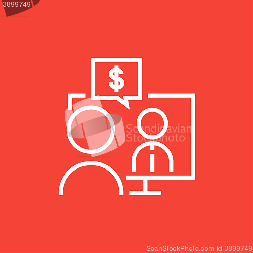 Image of Business video negotiations line icon.