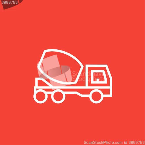 Image of Concrete mixer truck line icon.