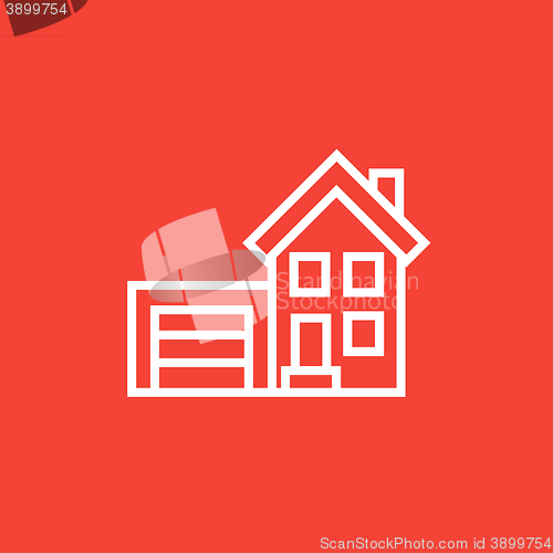 Image of House with garage line icon.