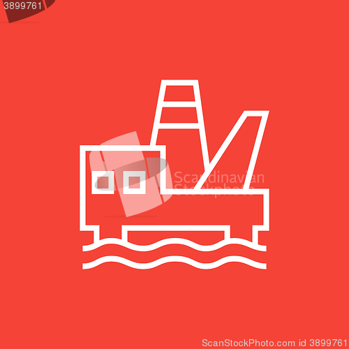 Image of Offshore oil platform line icon.