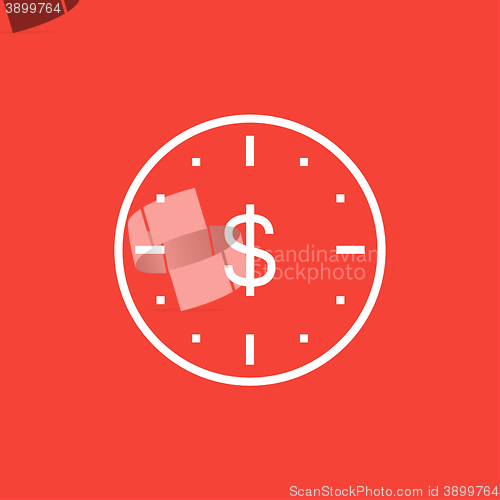 Image of Wall clock with dollar symbol line icon.