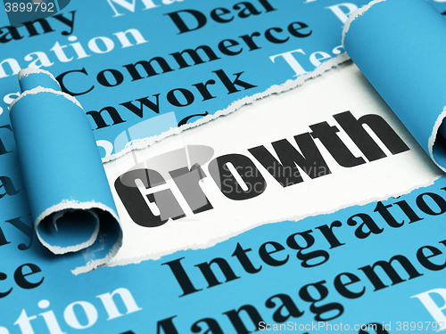 Image of Business concept: black text Growth under the piece of  torn paper
