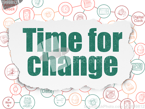 Image of Timeline concept: Time for Change on Torn Paper background