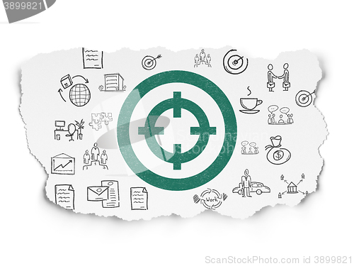 Image of Business concept: Target on Torn Paper background