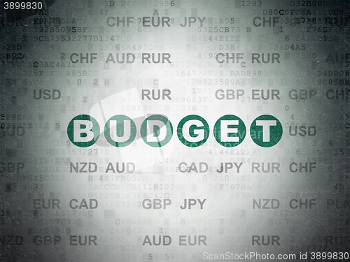 Image of Money concept: Budget on Digital Data Paper background