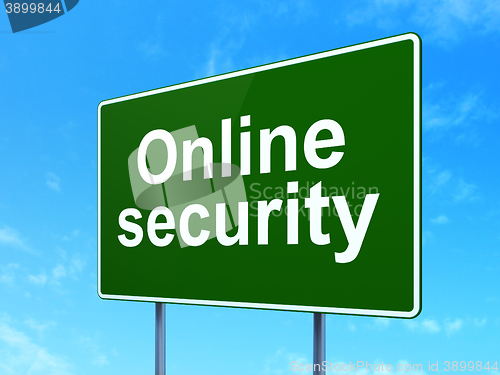 Image of Safety concept: Online Security on road sign background
