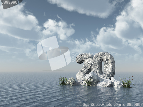 Image of number twenty rock at water - 3d rendering