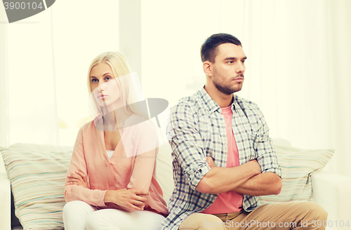 Image of unhappy couple having argument at home