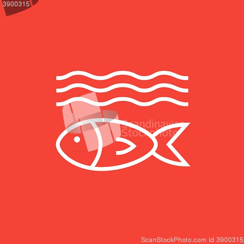 Image of Fish under water line icon.