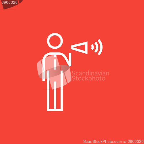 Image of Businessman with megaphone line icon.