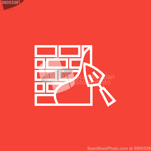 Image of Spatula with brickwall line icon.