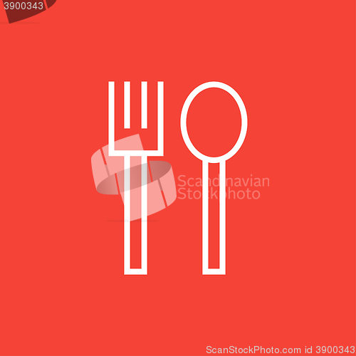 Image of Spoon and fork line icon.