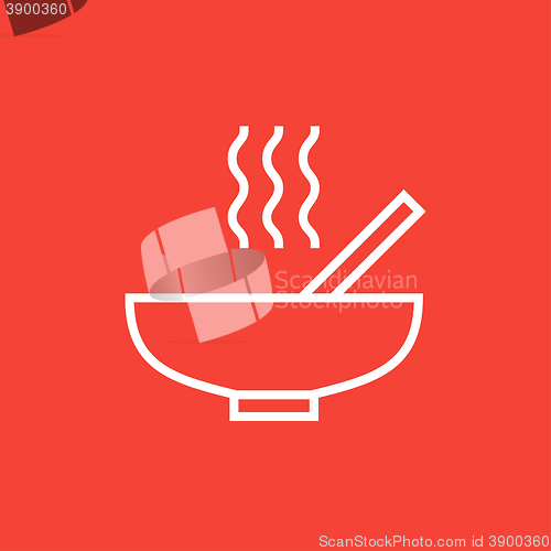 Image of Bowl of hot soup with spoon line icon.