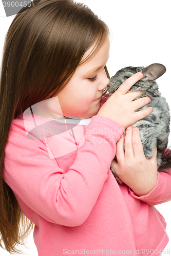 Image of Little girl with chinchilla