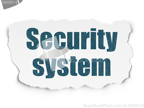 Image of Protection concept: Security System on Torn Paper background