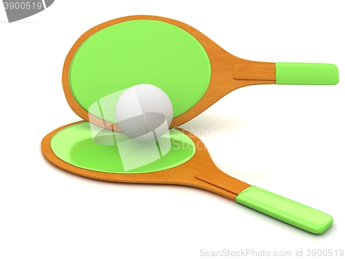 Image of Rackets for playing table tennis. 3D rendering