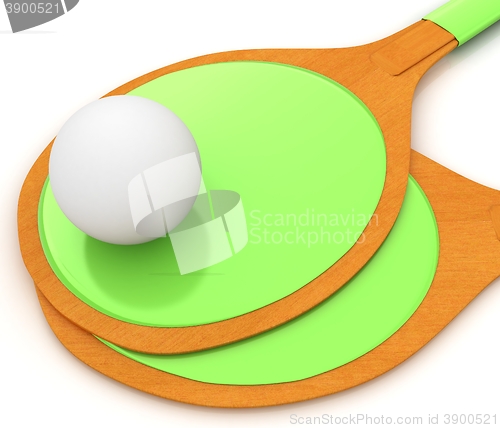 Image of Rackets for playing table tennis. 3D rendering