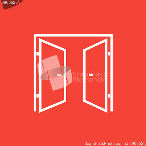 Image of Open doors line icon.