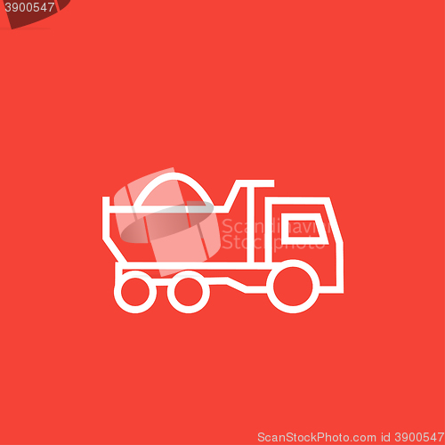 Image of Dump truck line icon.