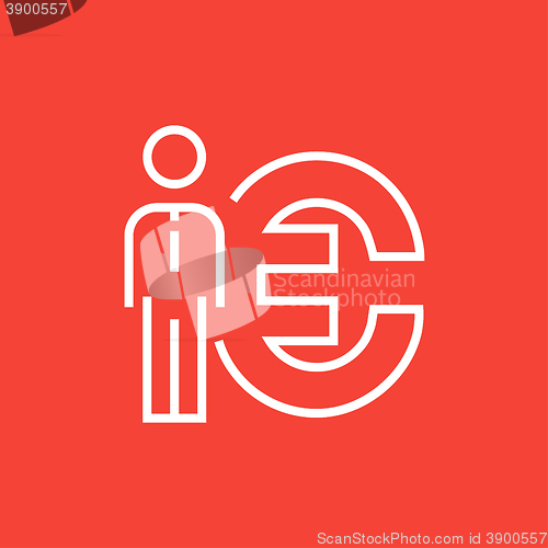 Image of Businessman standing beside the Euro symbol line icon.