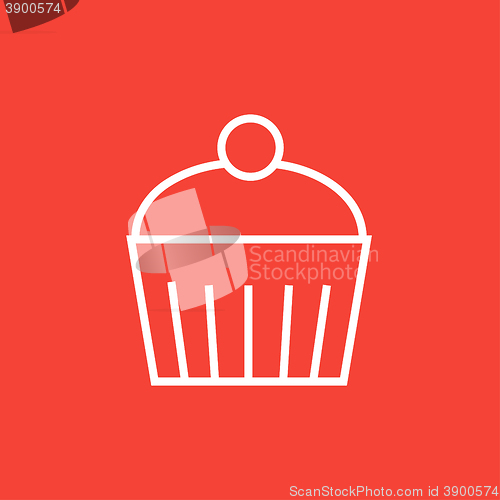 Image of Cupcake with cherry line icon.